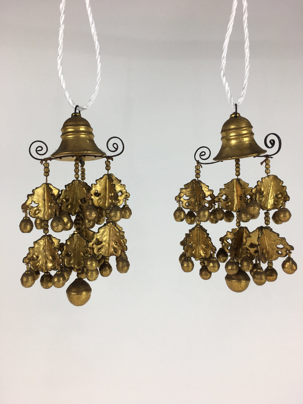 Japanese Buddhist Altar Fitting Pair Hanging Rinto Yoraku Vtg Gold Butsubu BU701