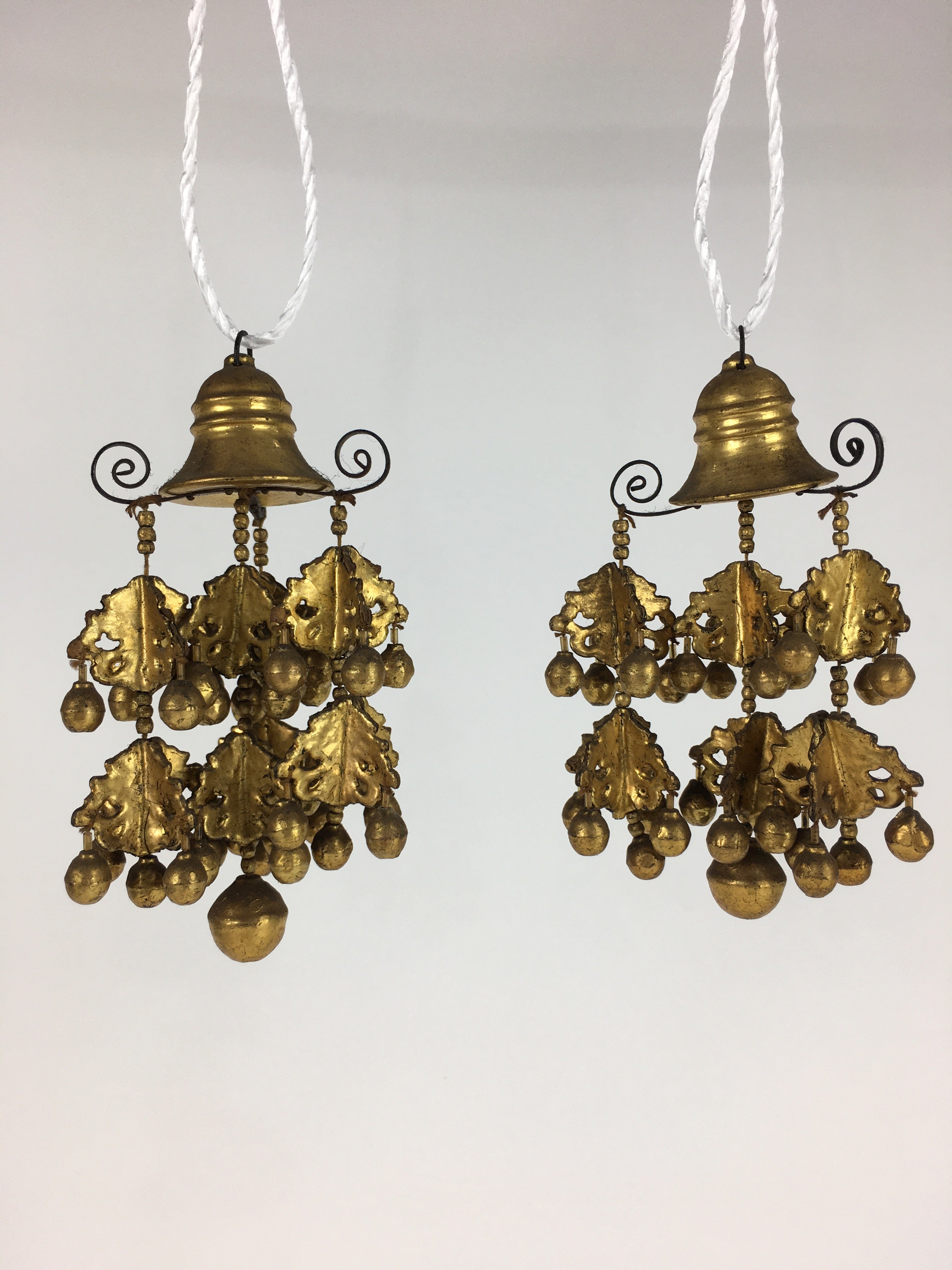 Japanese Buddhist Altar Fitting Pair Hanging Rinto Yoraku Vtg Gold Butsubu BU701