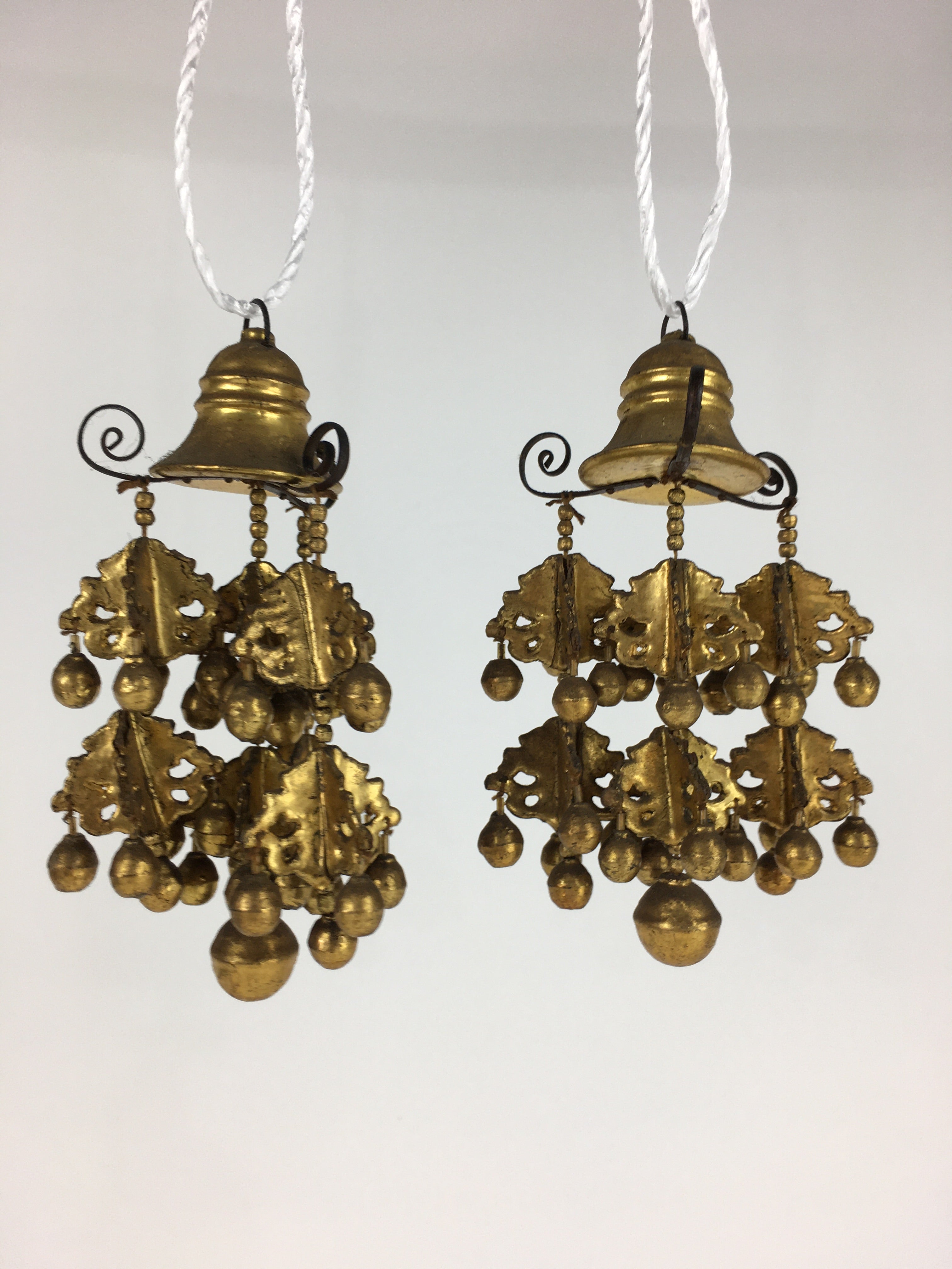 Japanese Buddhist Altar Fitting Pair Hanging Rinto Yoraku Vtg Gold Butsubu BU701