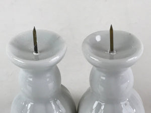 Japanese Buddhist Altar Fitting Porcelain Candle Stand Set Vtg Shokudai BU807