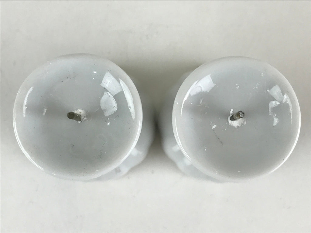 Japanese Buddhist Altar Fitting Porcelain Candle Stand Set Vtg Shokudai BU808