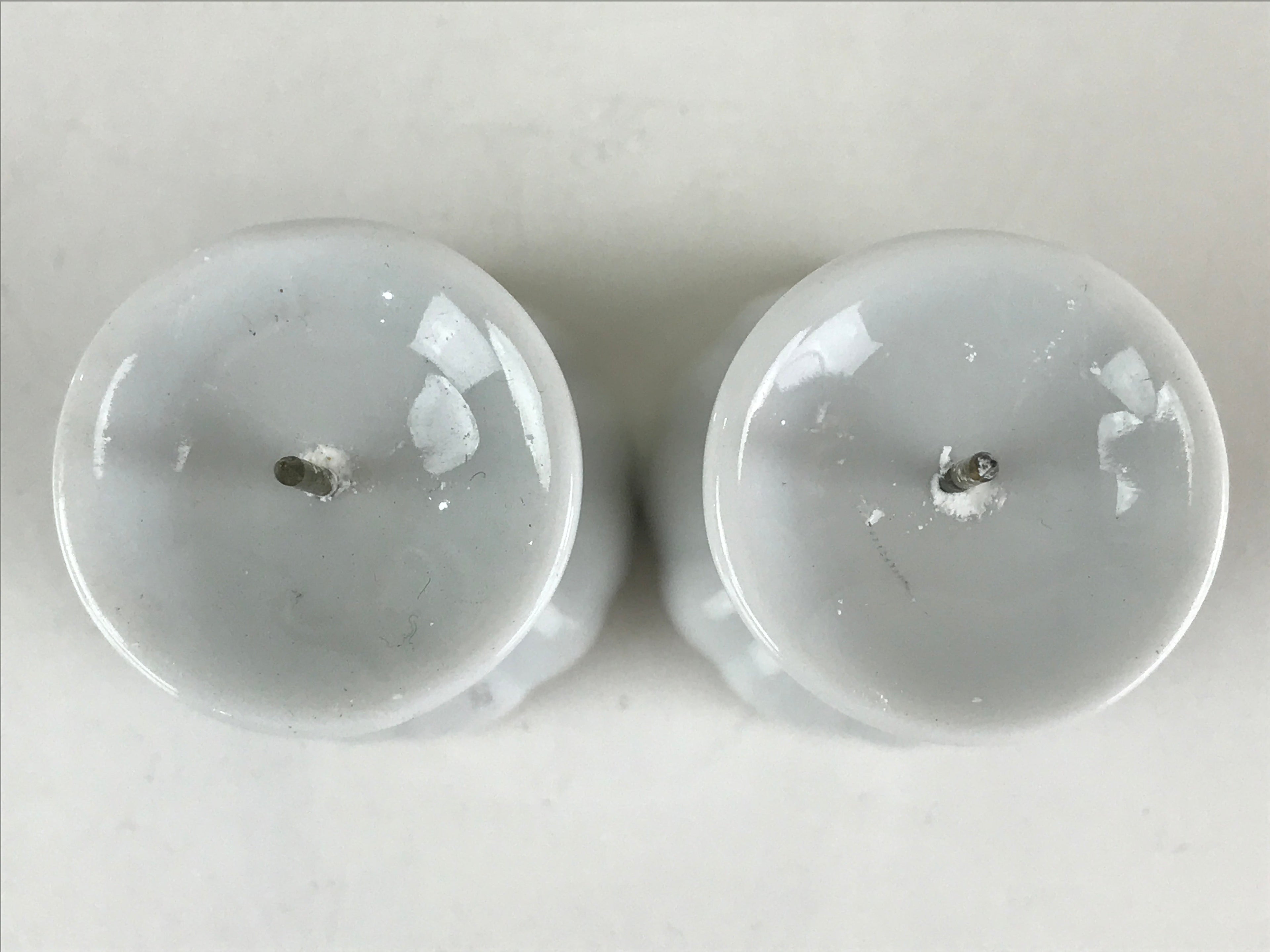 Japanese Buddhist Altar Fitting Porcelain Candle Stand Set Vtg Shokudai BU808