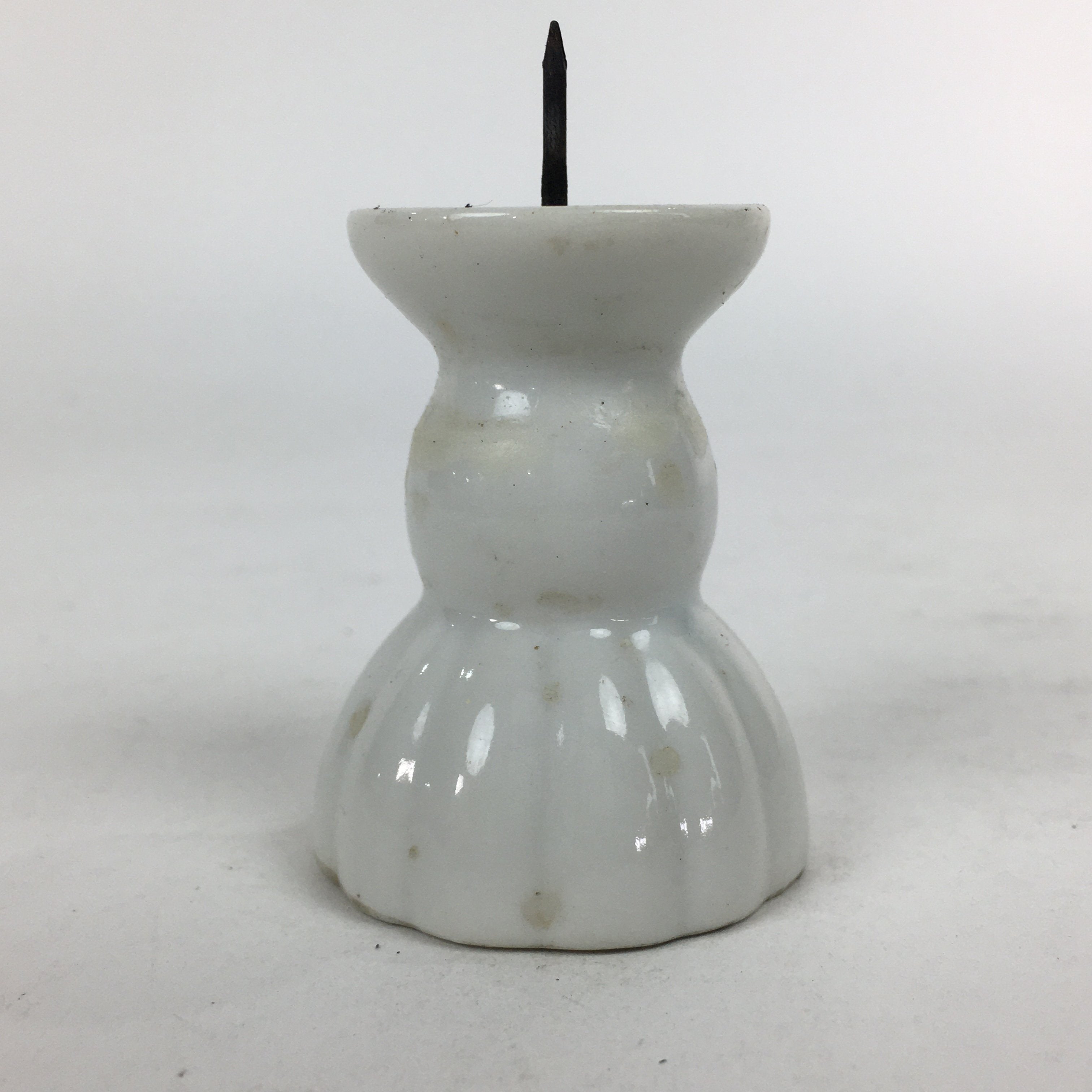 Japanese Buddhist Altar Fitting Porcelain Candle Stand Vtg Shokudai Butsudan BU5