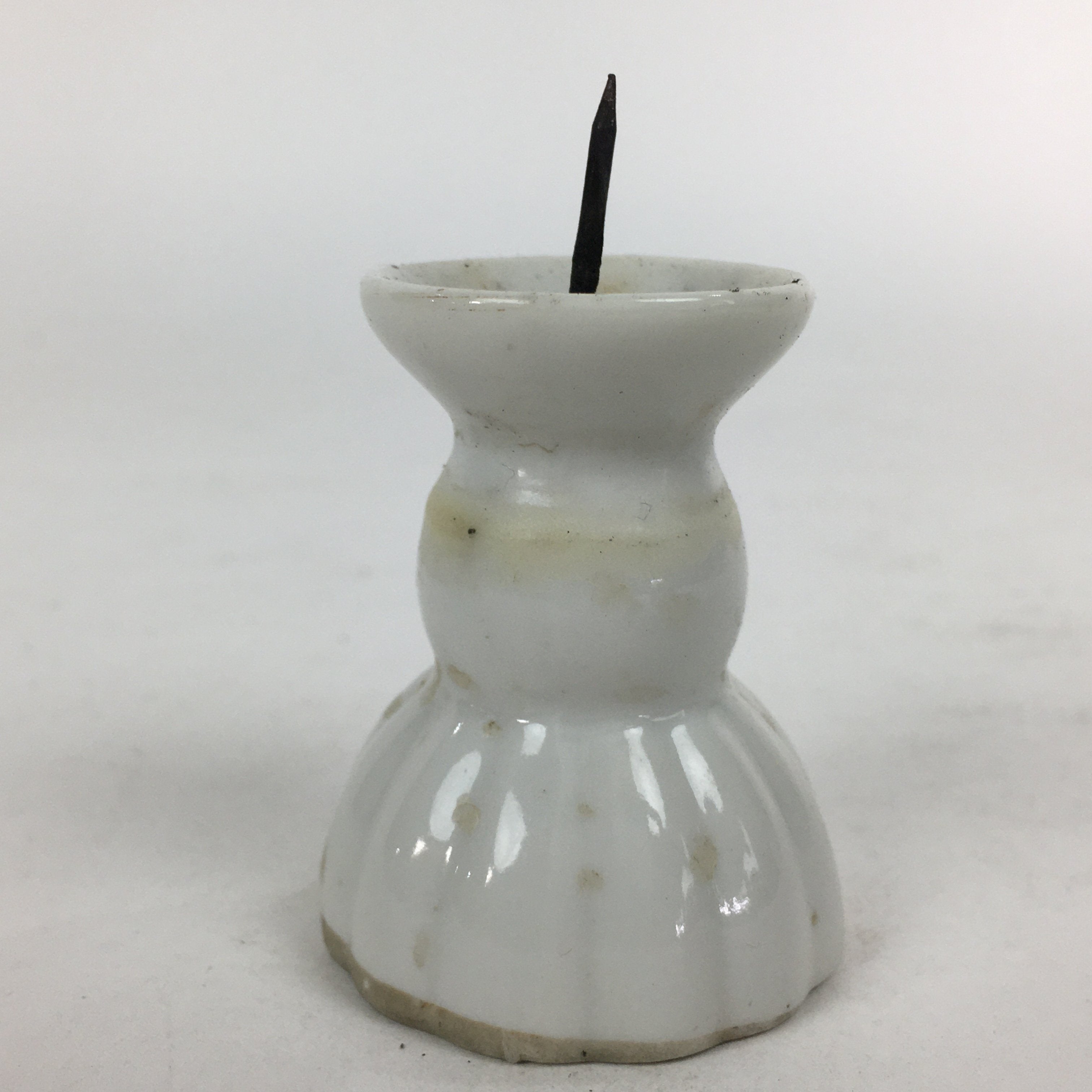 Japanese Buddhist Altar Fitting Porcelain Candle Stand Vtg Shokudai Butsudan BU5
