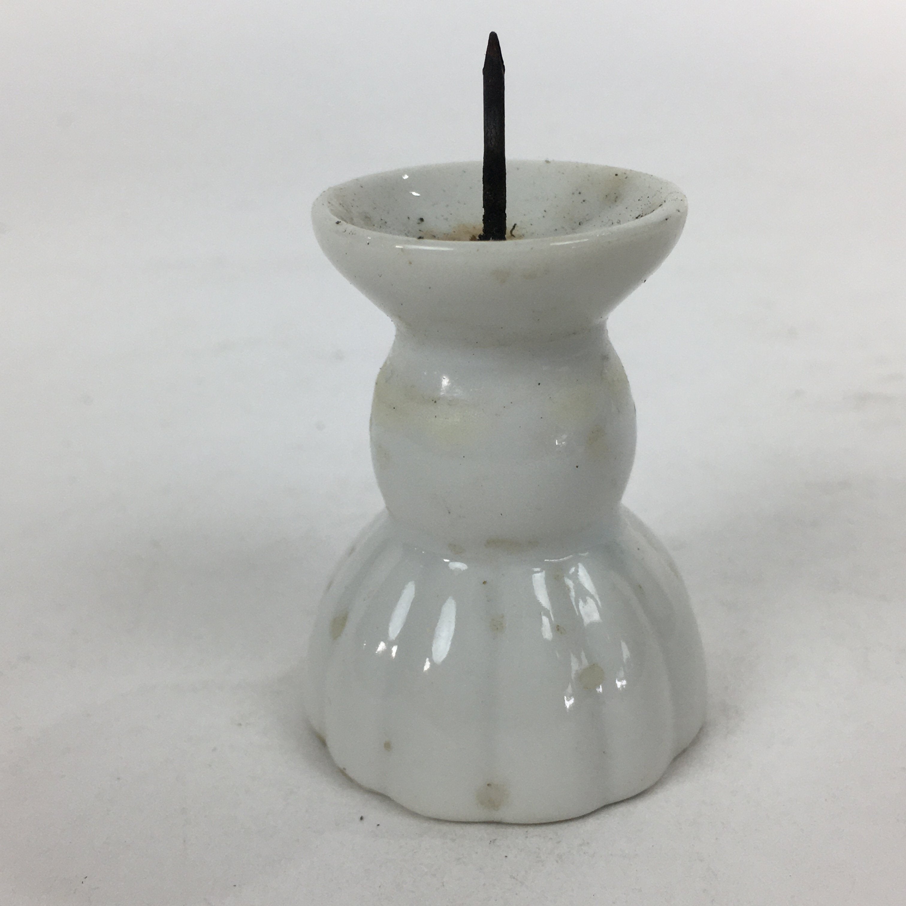 Japanese Buddhist Altar Fitting Porcelain Candle Stand Vtg Shokudai Butsudan BU5