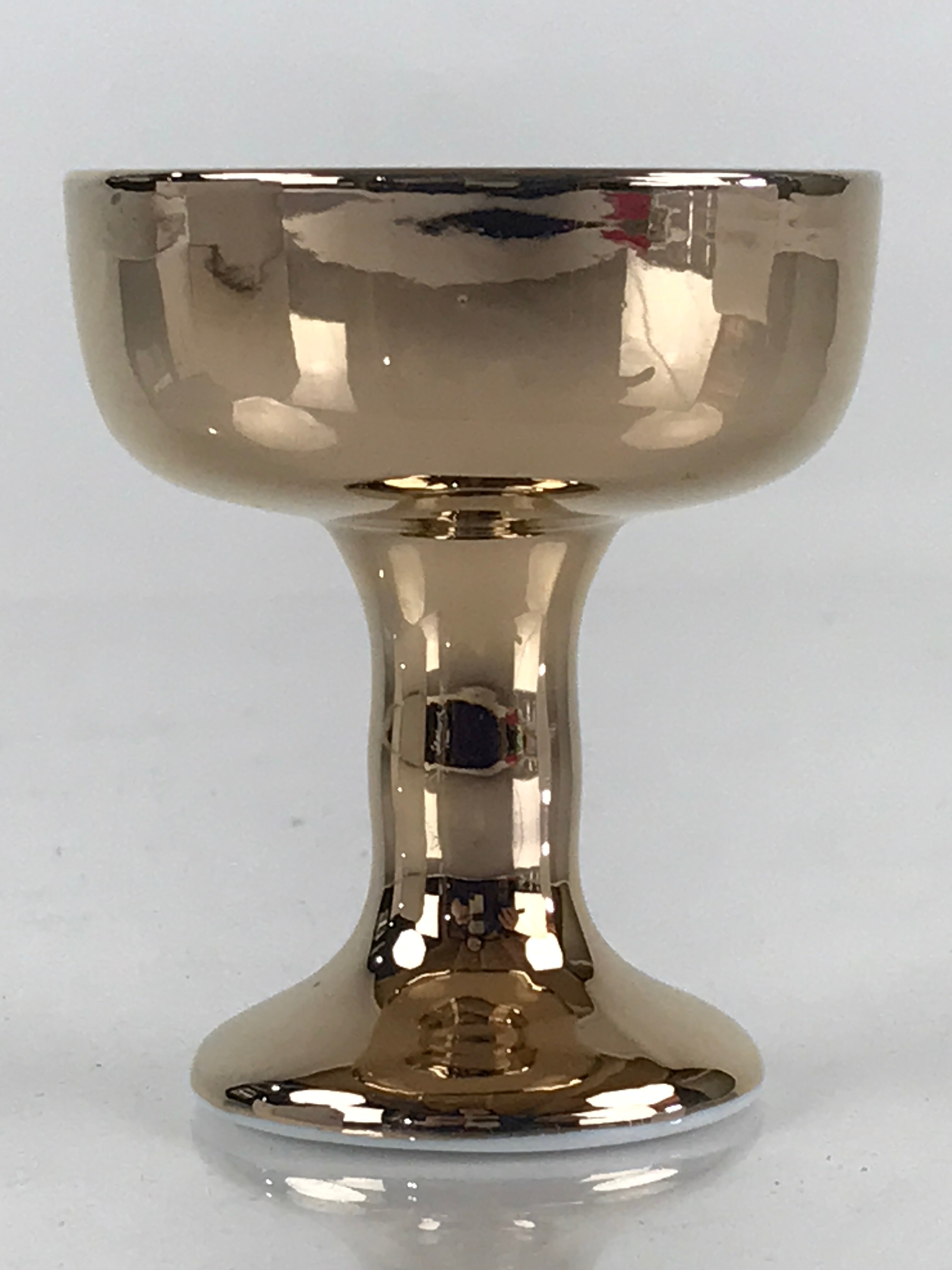 Japanese Buddhist Altar Fitting Porcelain Rice Offering Cup Vtg Gold QT151