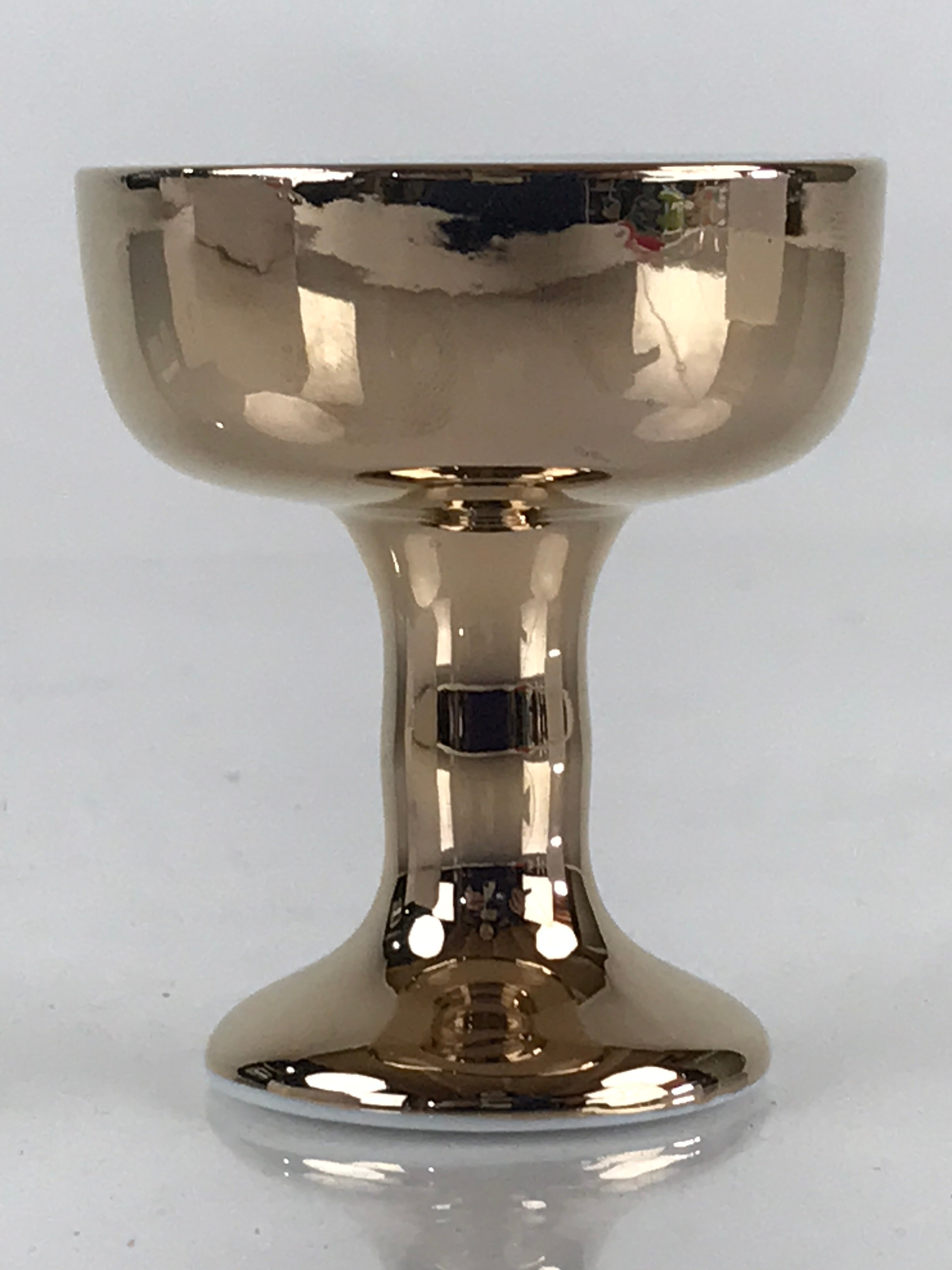 Japanese Buddhist Altar Fitting Porcelain Rice Offering Cup Vtg Gold QT151