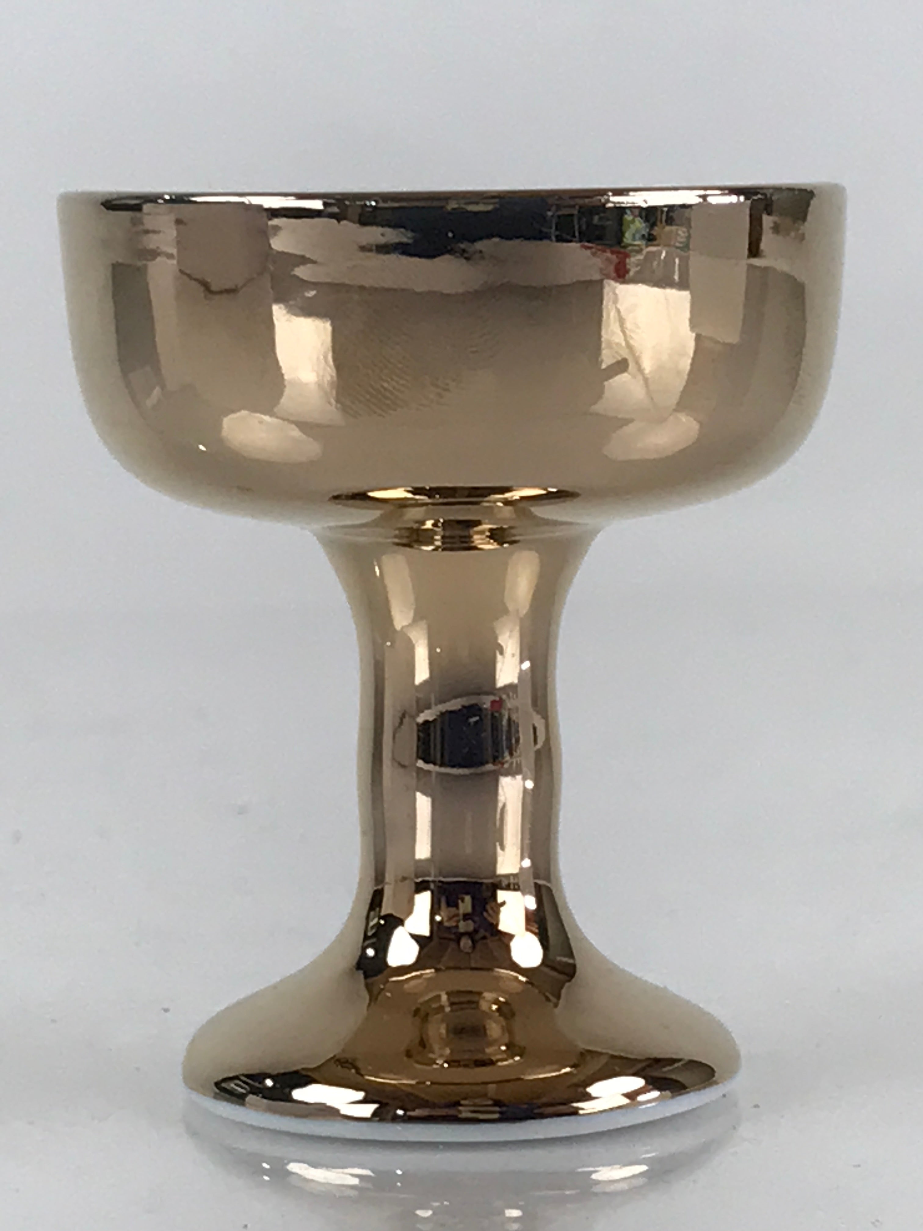 Japanese Buddhist Altar Fitting Porcelain Rice Offering Cup Vtg Gold QT151