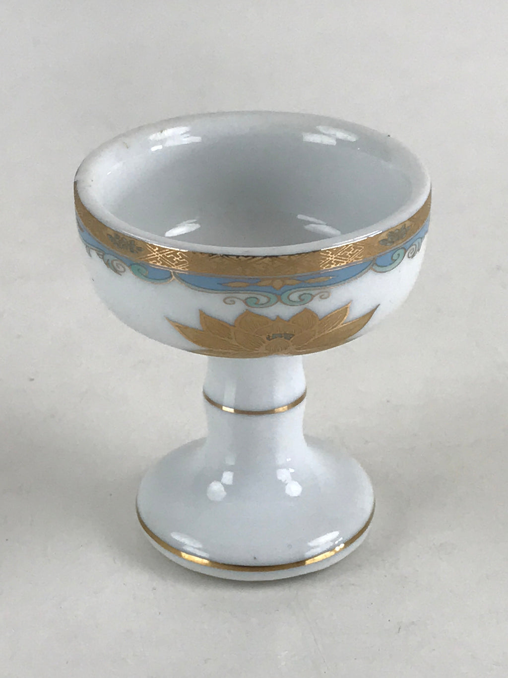 Japanese Buddhist Altar Fitting Rice Offering Cup Vtg Gold Lotus Flower Buitsugu