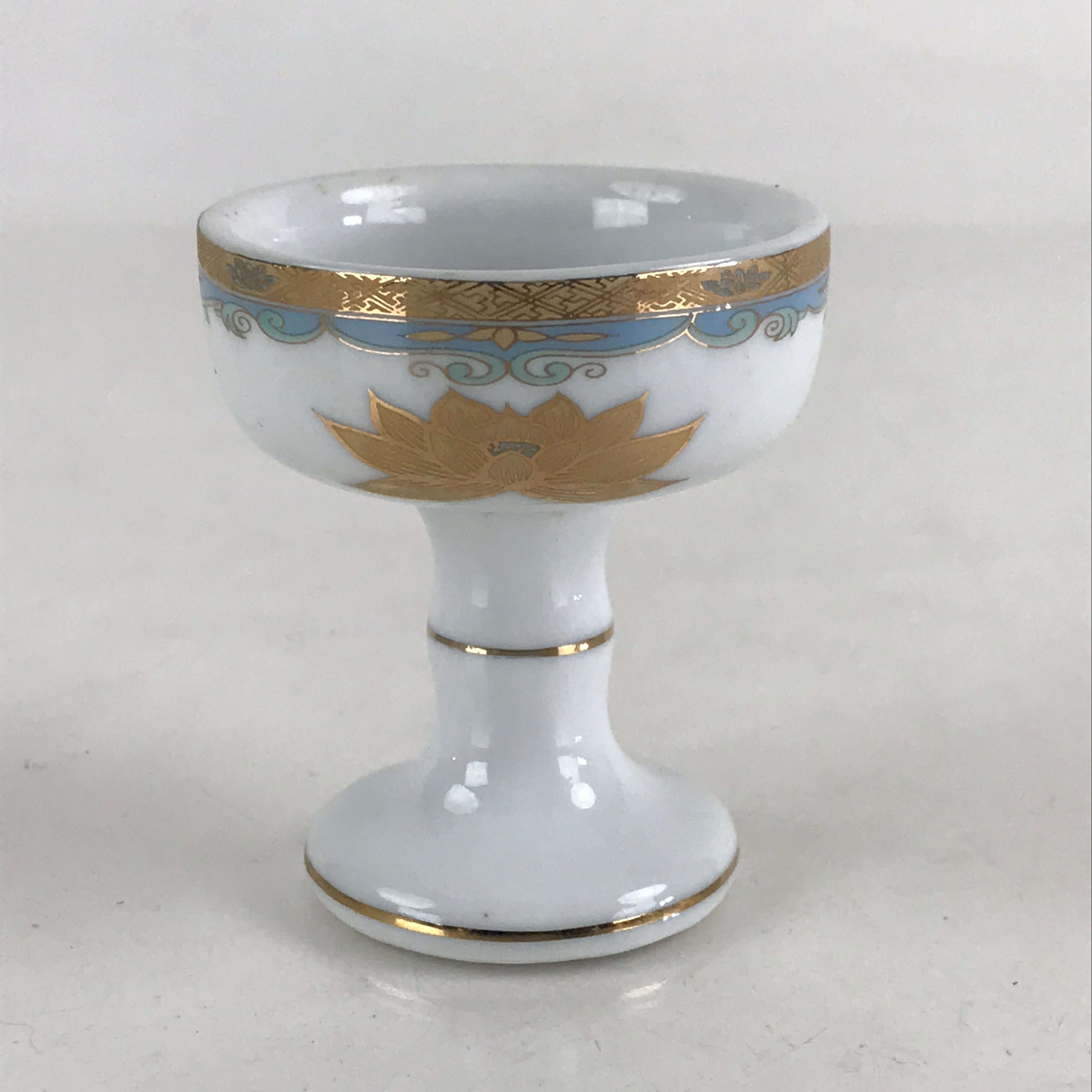 Japanese Buddhist Altar Fitting Rice Offering Cup Vtg Gold Lotus Flower Buitsugu
