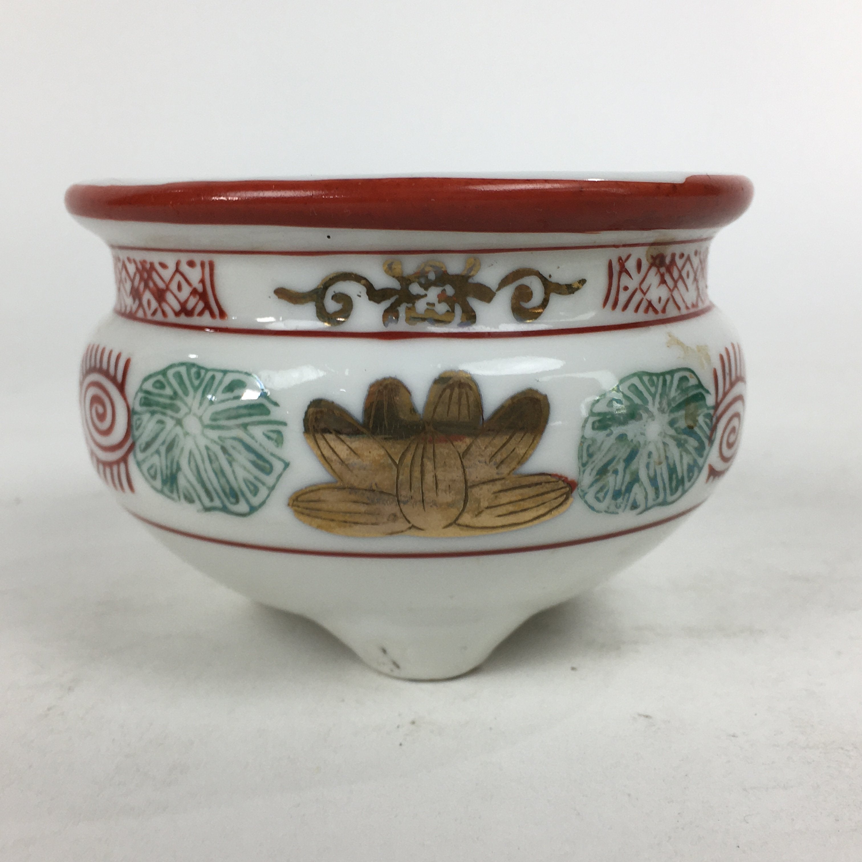Japanese Buddhist Altar Fitting Seto Ware Incense Burner Vtg Koro Butsudan BU562