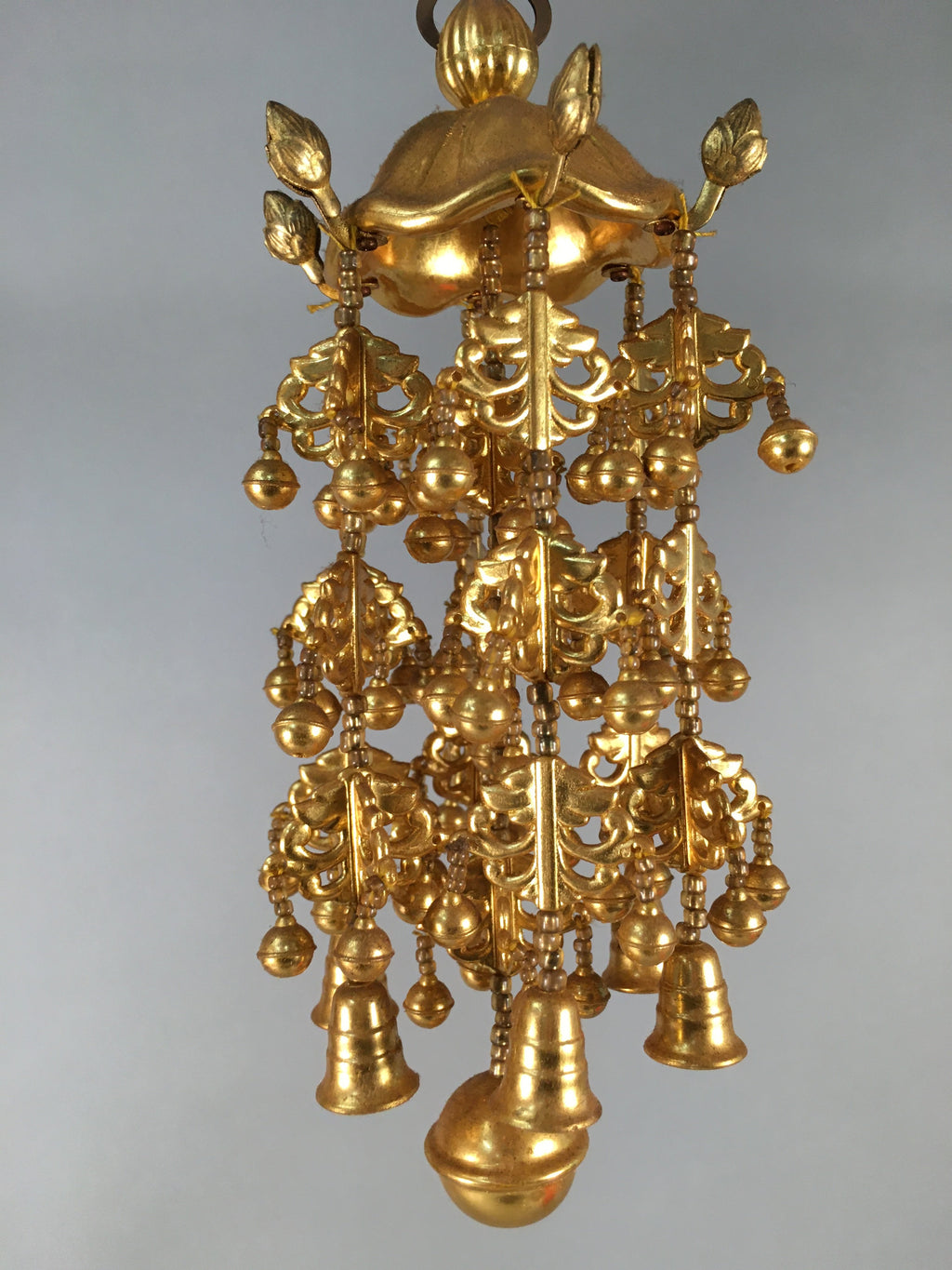 Japanese Buddhist Altar Fitting Vtg Brass Hanging Butsugu Rinto Yoraku BU357