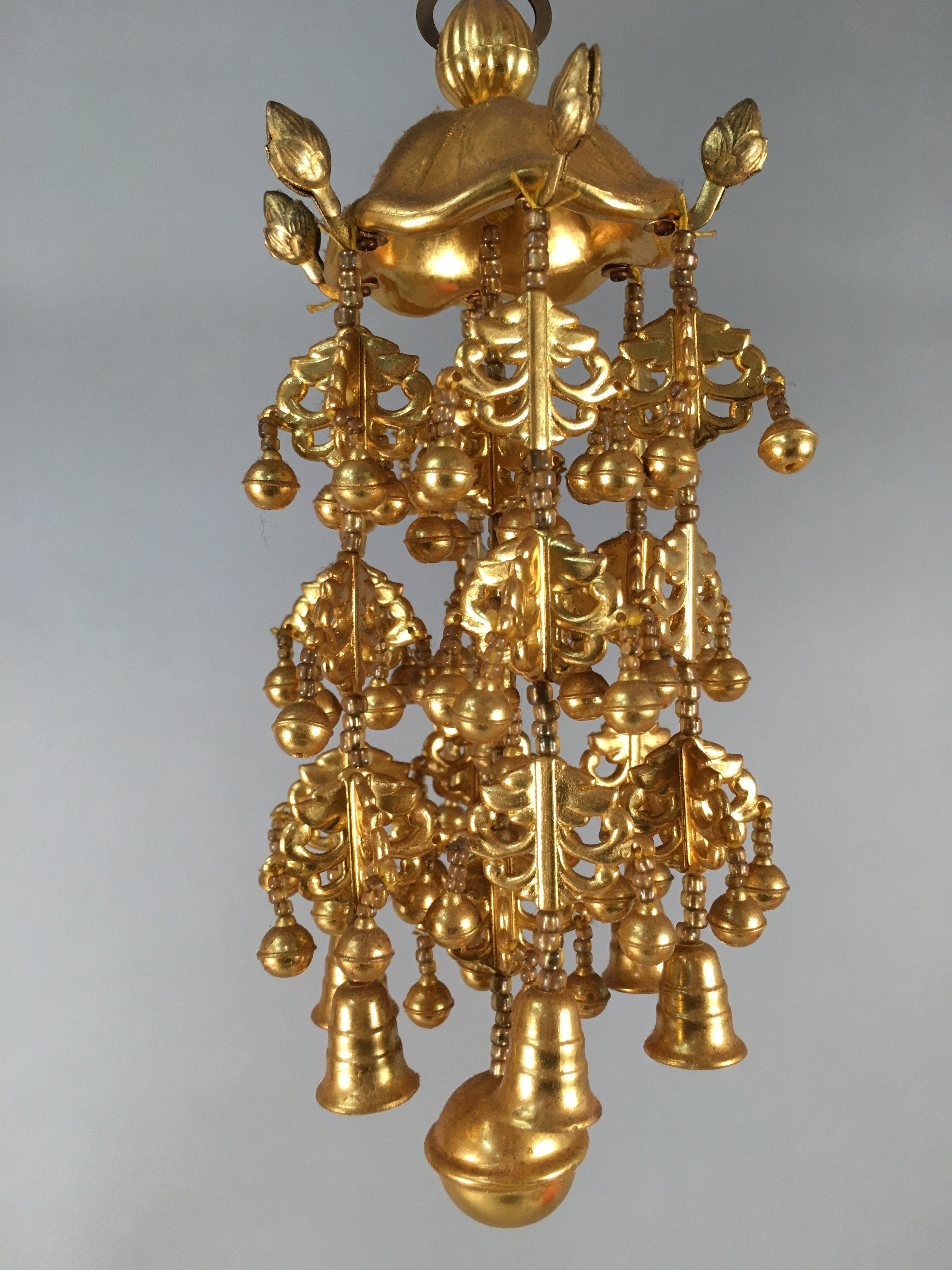 Japanese Buddhist Altar Fitting Vtg Brass Hanging Butsugu Rinto Yoraku BU357