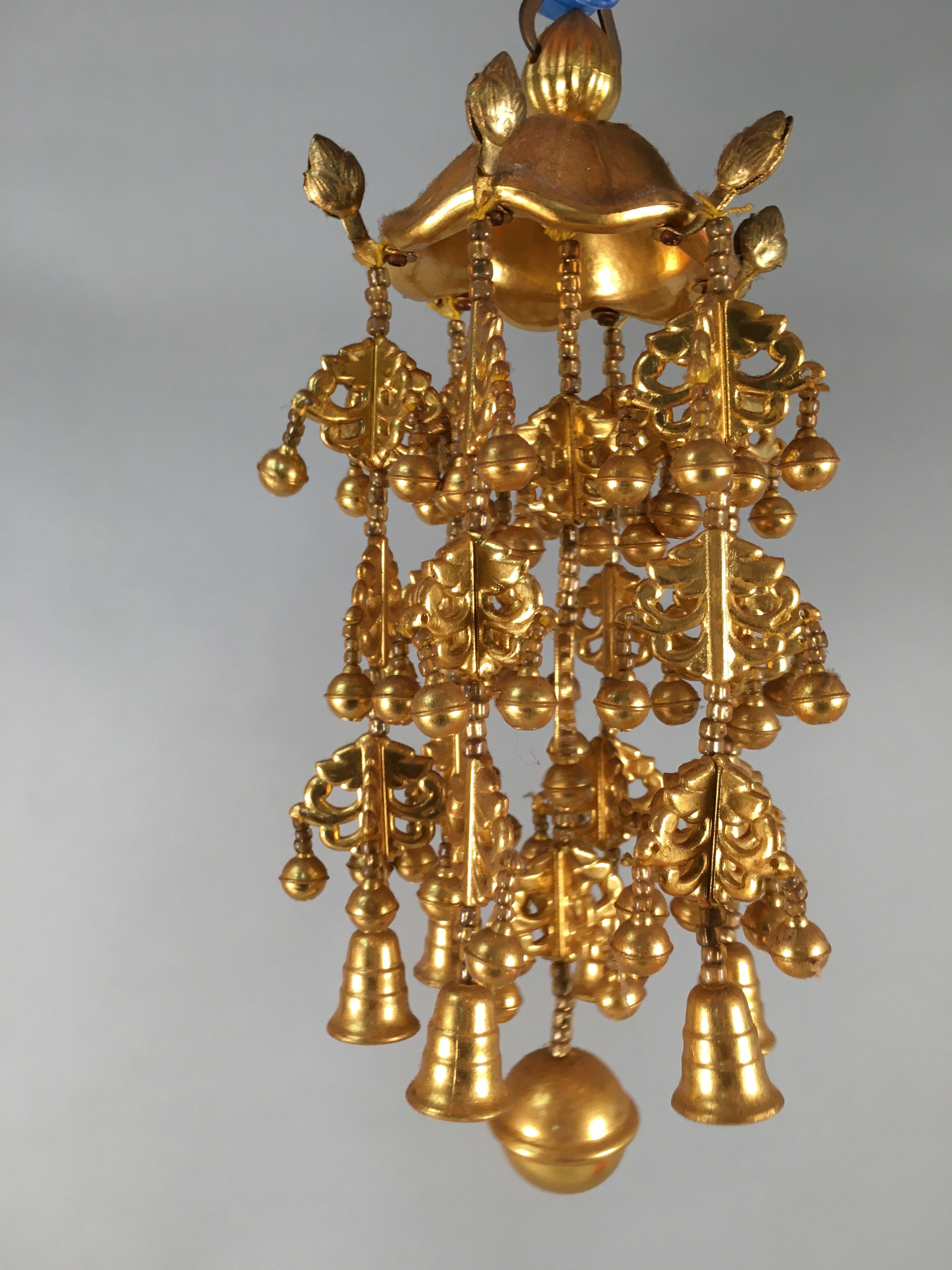 Japanese Buddhist Altar Fitting Vtg Brass Hanging Butsugu Rinto Yoraku BU357