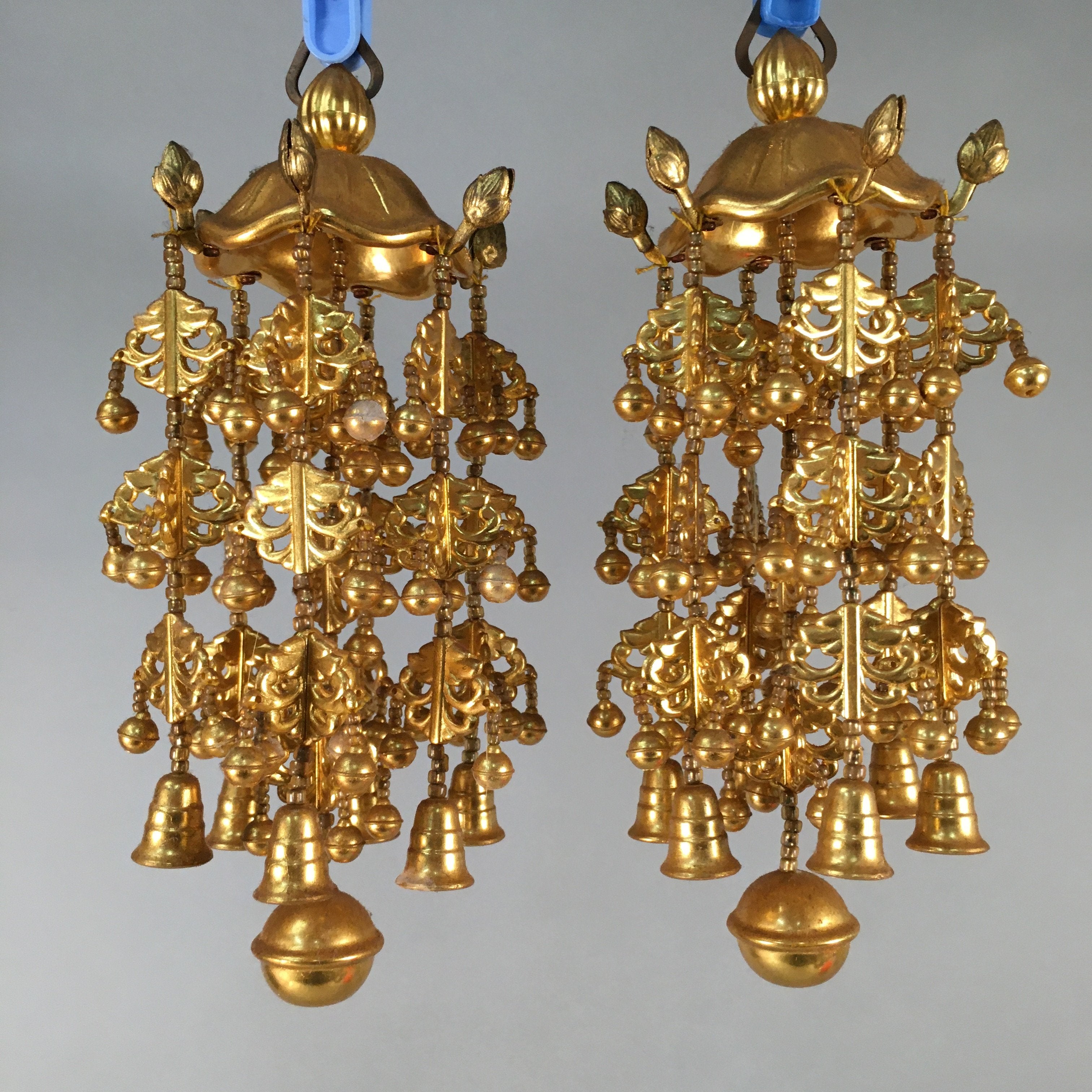 Japanese Buddhist Altar Fitting Vtg Brass Hanging Butsugu Rinto Yoraku BU357