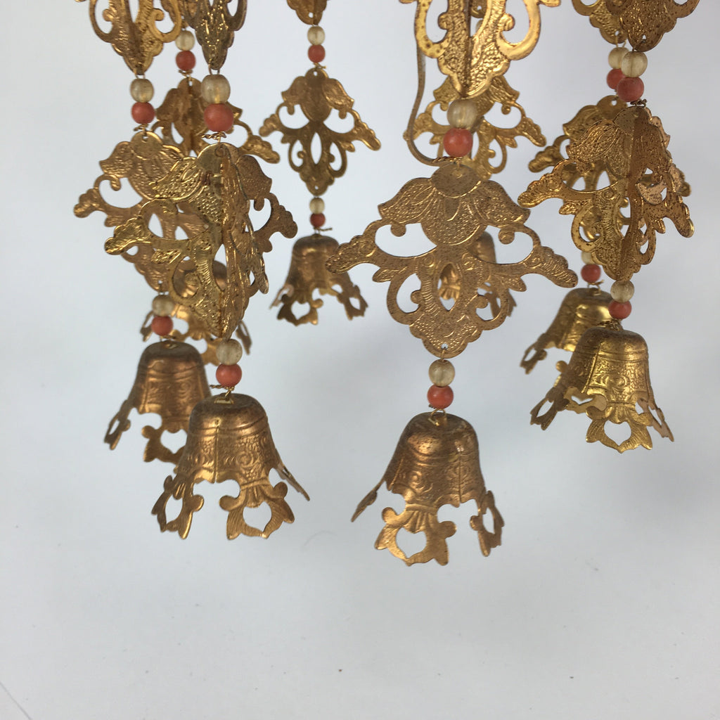 Japanese Buddhist Altar Fitting Vtg Brass Hanging Butsugu Rinto Yoraku BU455