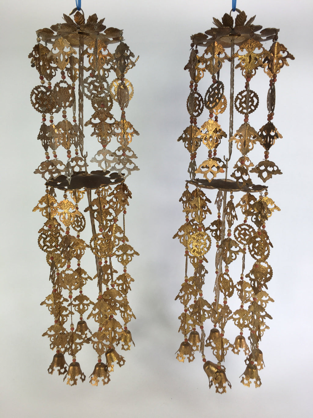 Japanese Buddhist Altar Fitting Vtg Brass Hanging Butsugu Rinto Yoraku BU455