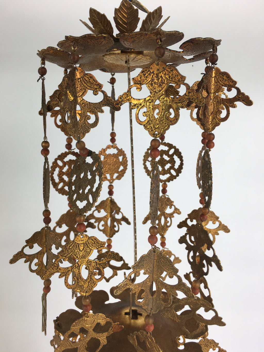 Japanese Buddhist Altar Fitting Vtg Brass Hanging Butsugu Rinto Yoraku BU455