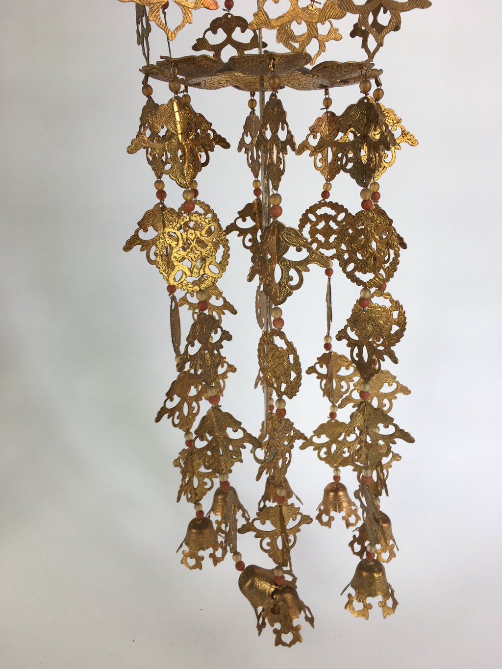 Japanese Buddhist Altar Fitting Vtg Brass Hanging Butsugu Rinto Yoraku BU455