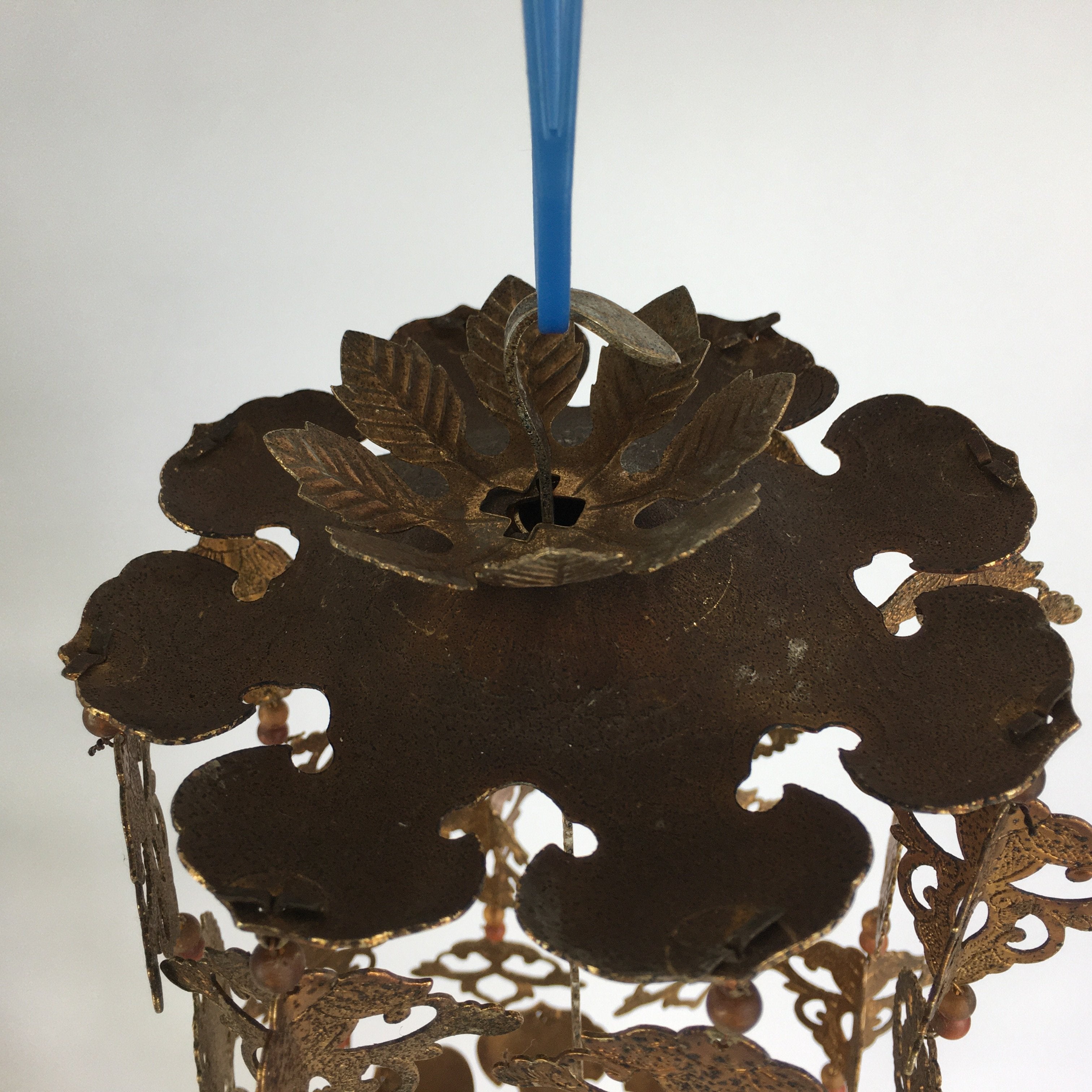 Japanese Buddhist Altar Fitting Vtg Brass Hanging Butsugu Rinto Yoraku BU455