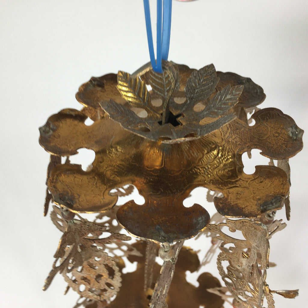 Japanese Buddhist Altar Fitting Vtg Brass Hanging Butsugu Rinto Yoraku BU455