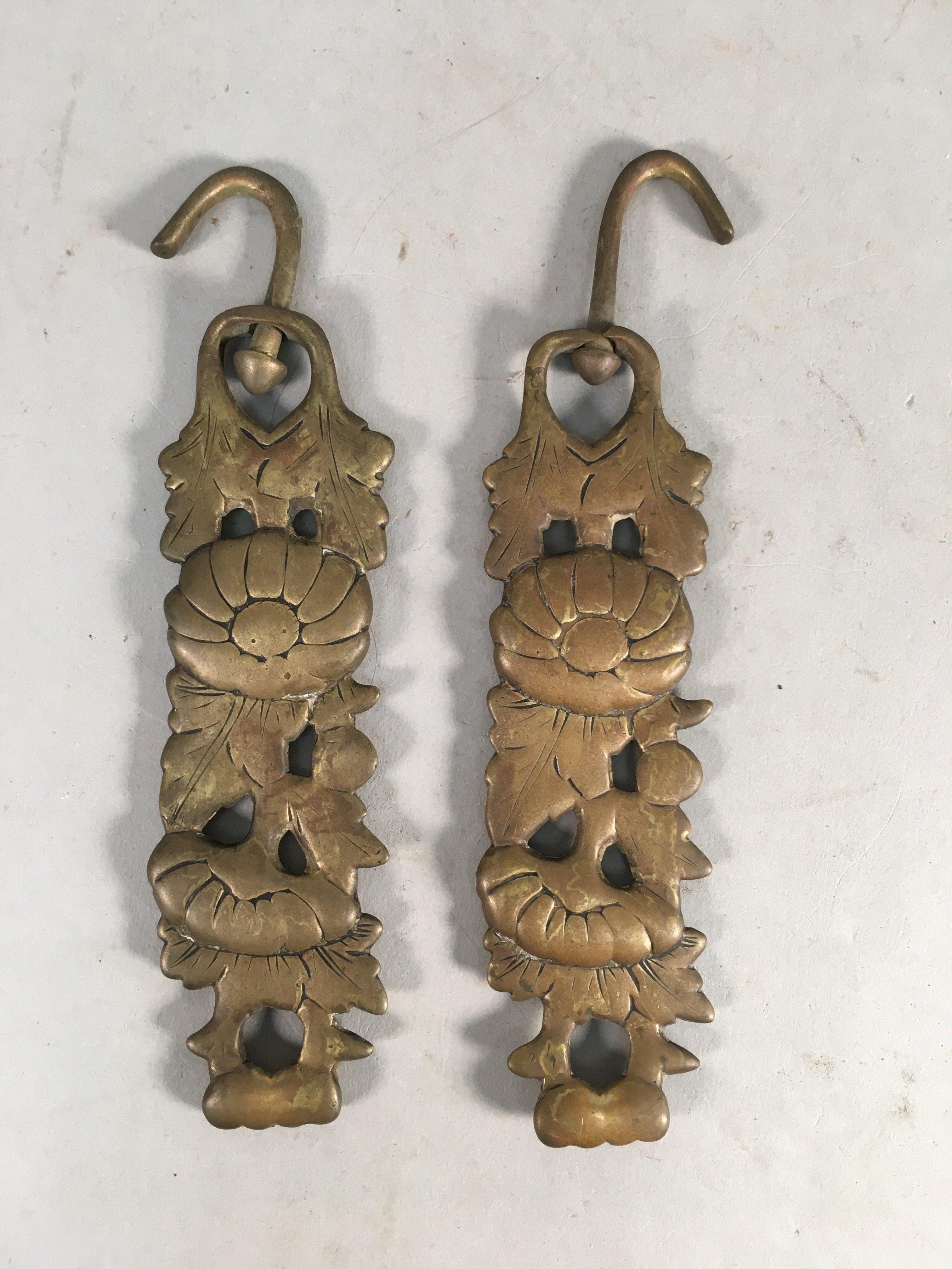 Japanese Buddhist Altar Fitting Vtg Brass Hanging Lantern Rinto Butsudan BU286