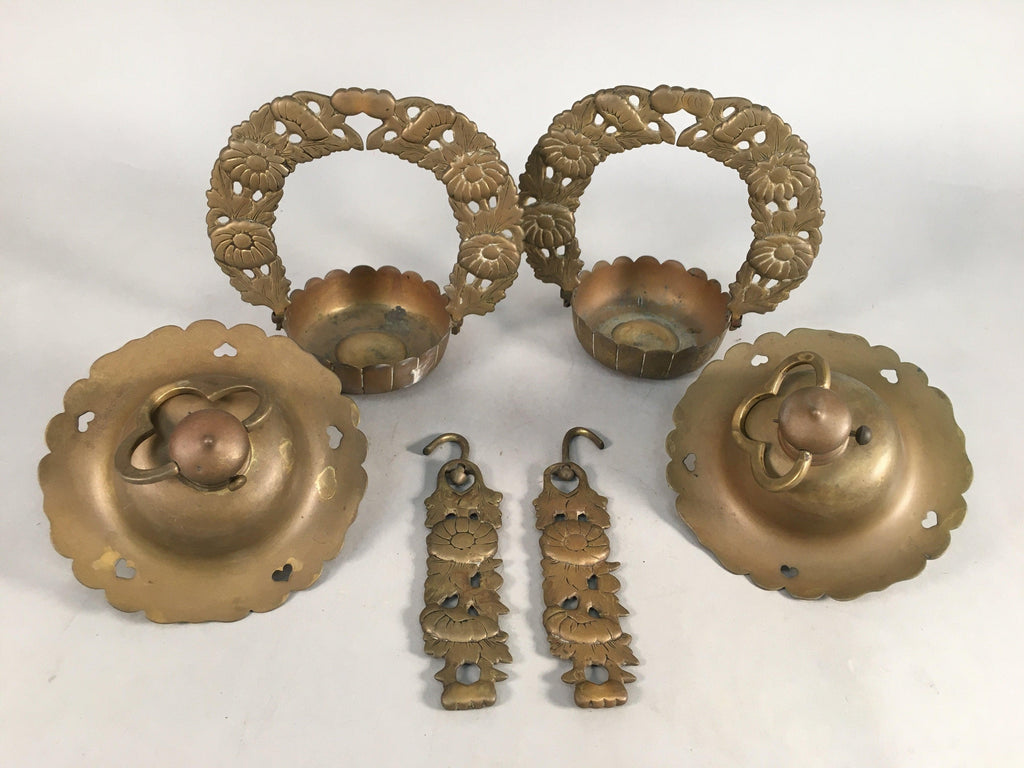Japanese Buddhist Altar Fitting Vtg Brass Hanging Lantern Rinto Butsudan BU286