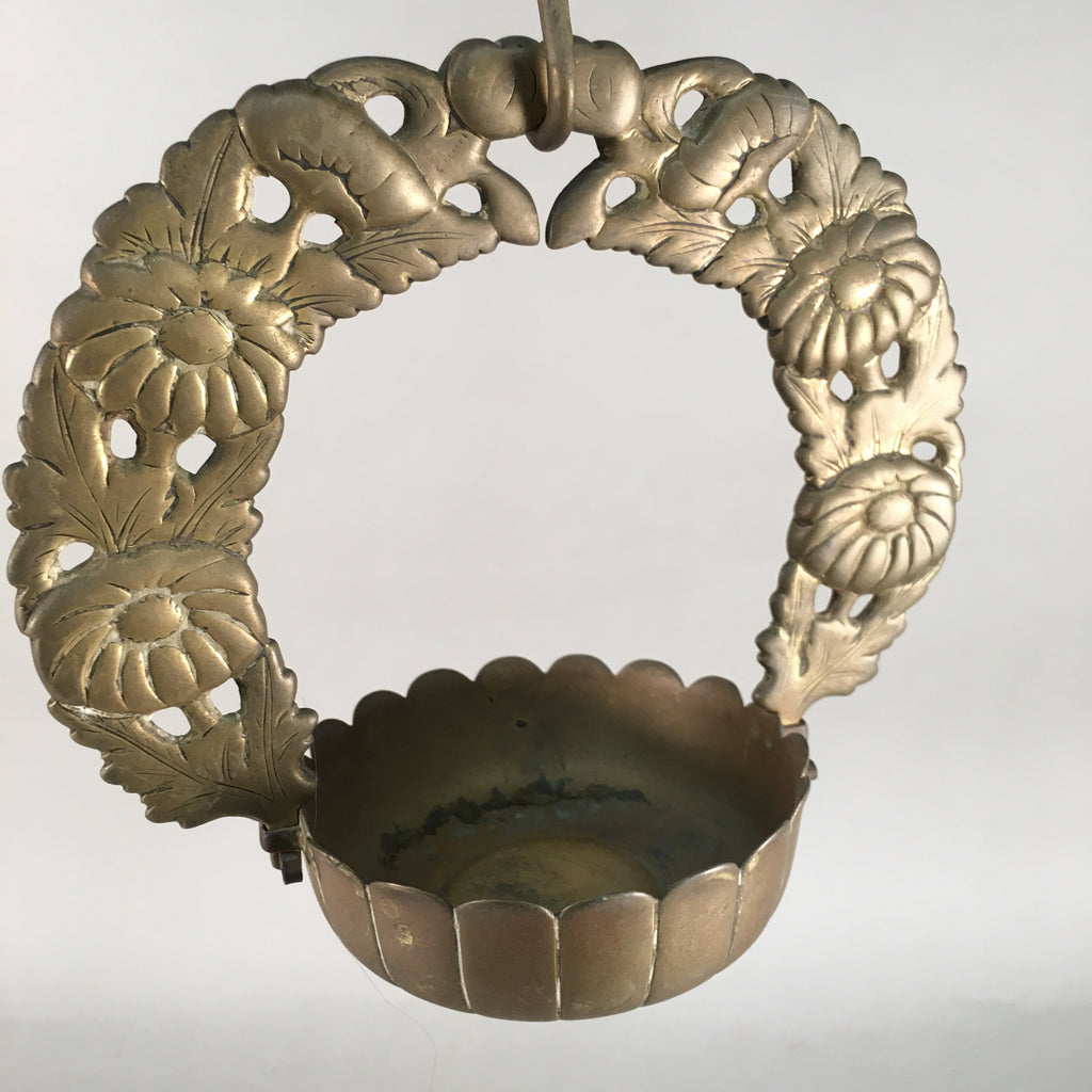 Japanese Buddhist Altar Fitting Vtg Brass Hanging Lantern Rinto Butsudan BU286