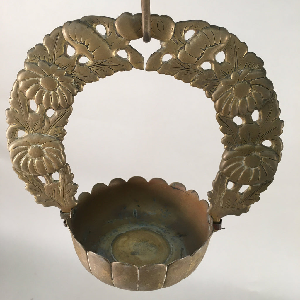 Japanese Buddhist Altar Fitting Vtg Brass Hanging Lantern Rinto Butsudan BU286