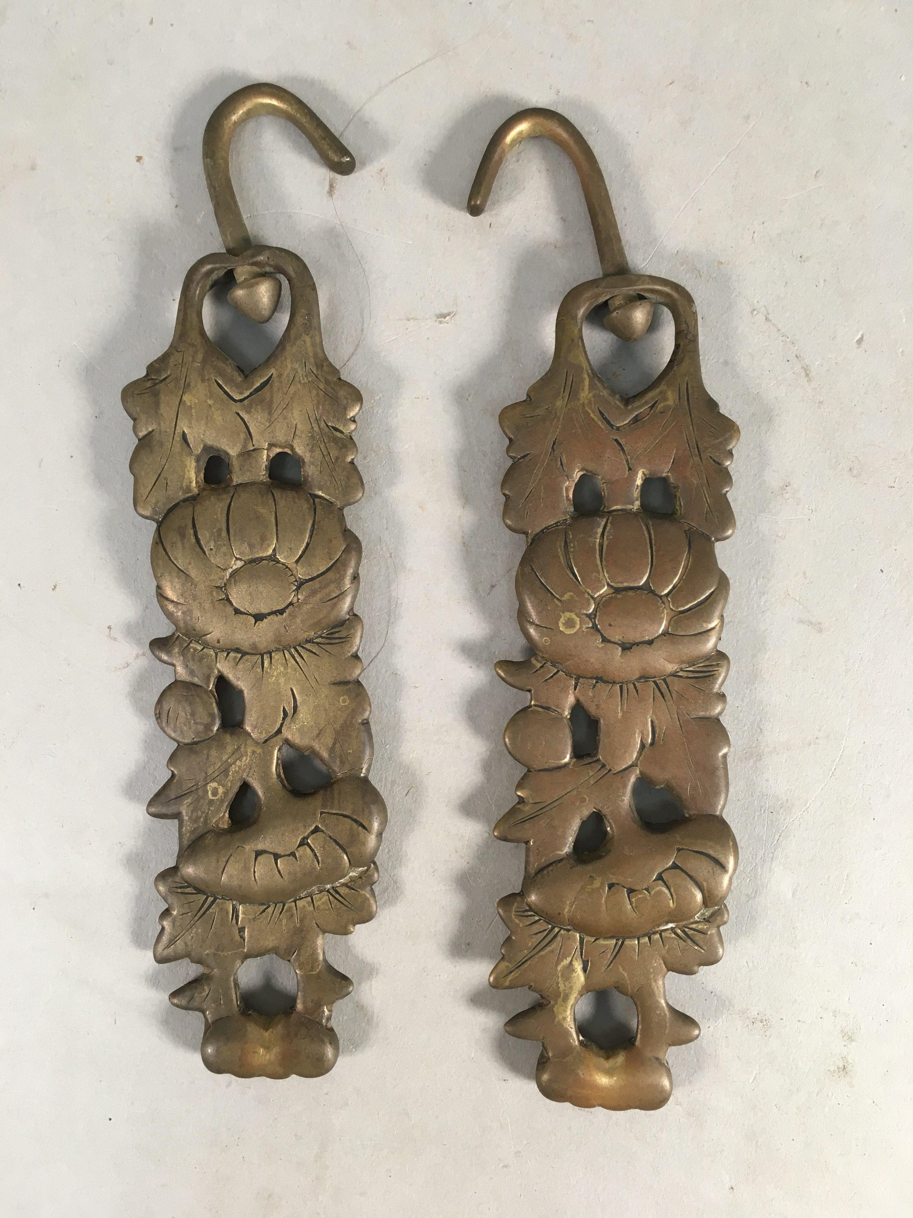 Japanese Buddhist Altar Fitting Vtg Brass Hanging Lantern Rinto Butsudan BU286