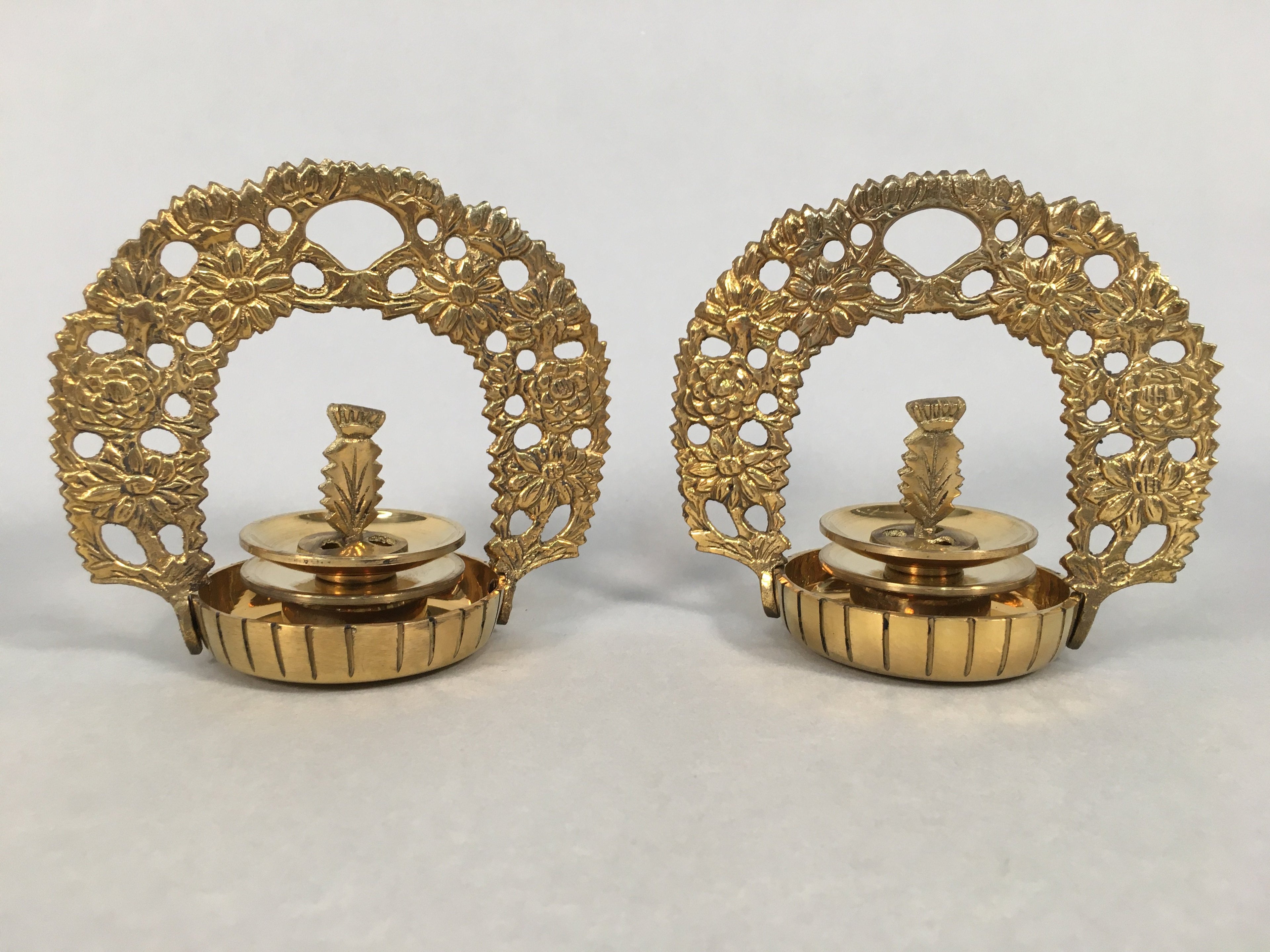 Japanese Buddhist Altar Fitting Vtg Brass Hanging Lantern Rinto Butsudan BU336