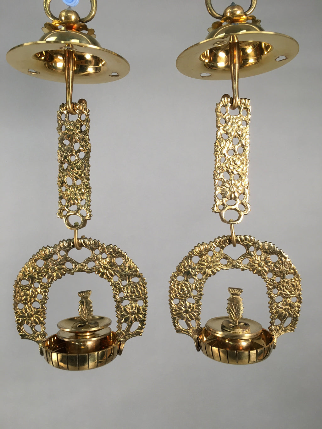 Japanese Buddhist Altar Fitting Vtg Brass Hanging Lantern Rinto Butsudan BU336