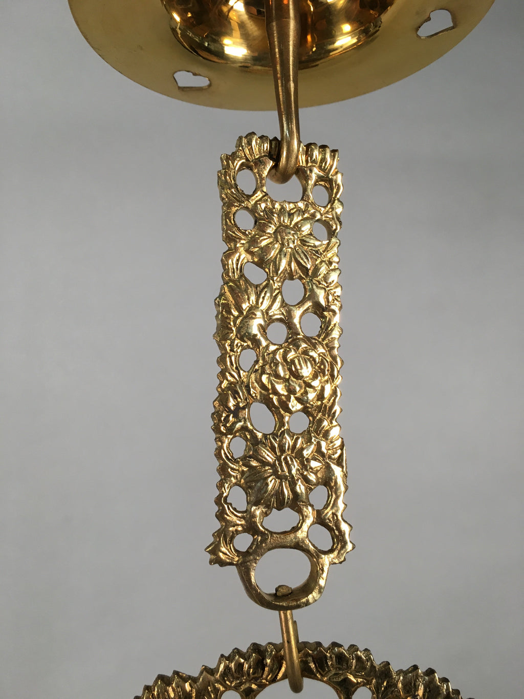 Japanese Buddhist Altar Fitting Vtg Brass Hanging Lantern Rinto Butsudan BU336