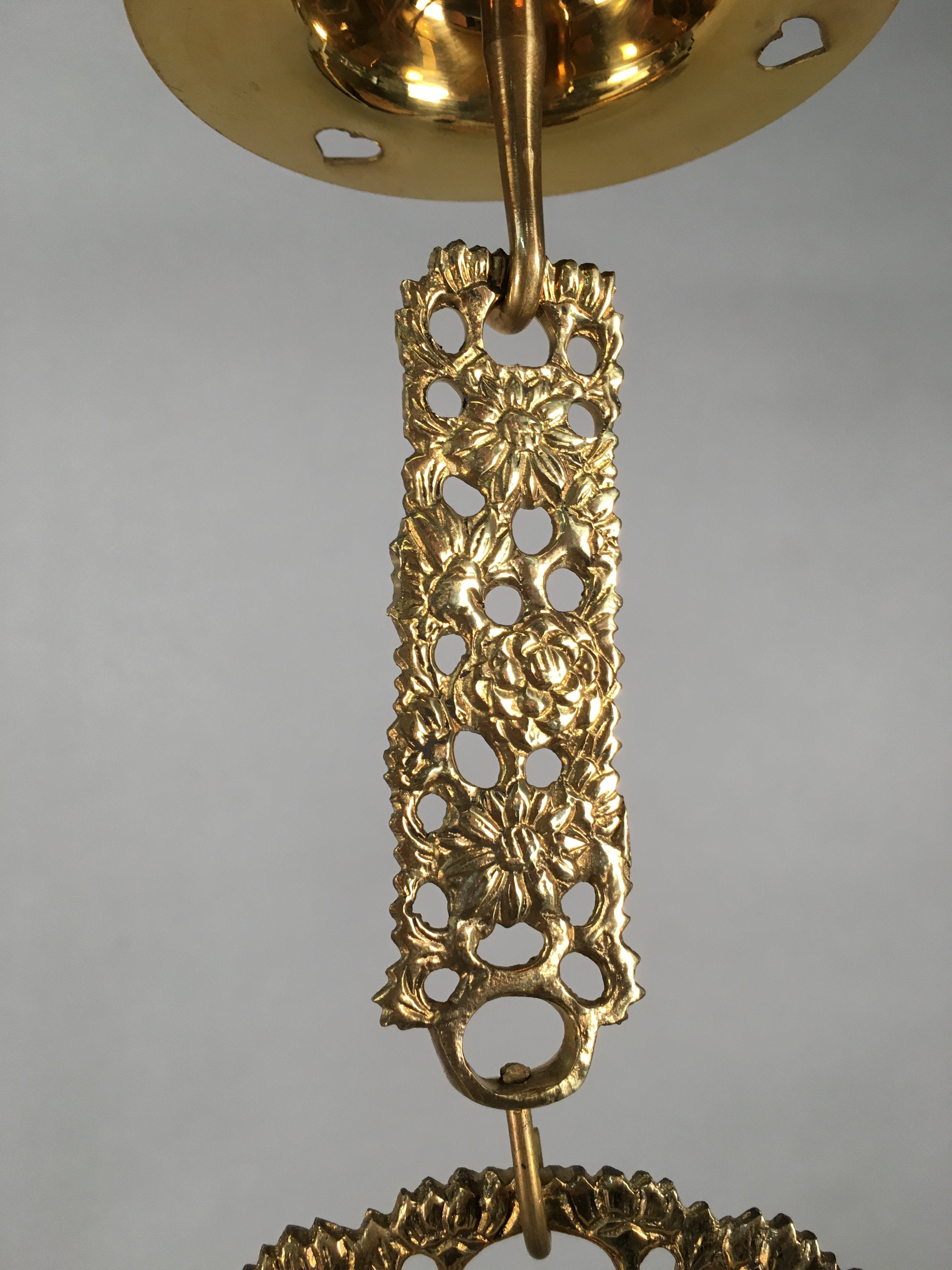 Japanese Buddhist Altar Fitting Vtg Brass Hanging Lantern Rinto Butsudan BU336