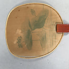 Japanese Buddhist Altar Fitting Vtg Fan Uchiwa Wood Silk Butsugu BU381