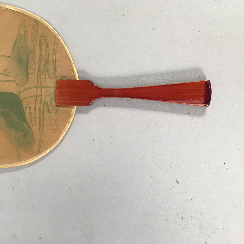 Japanese Buddhist Altar Fitting Vtg Fan Uchiwa Wood Silk Butsugu BU381