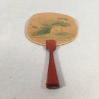 Japanese Buddhist Altar Fitting Vtg Fan Uchiwa Wood Silk Butsugu BU381