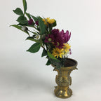 Japanese Buddhist Altar Fitting Vtg Flower Stand Vase and Artificial Flowers Set
