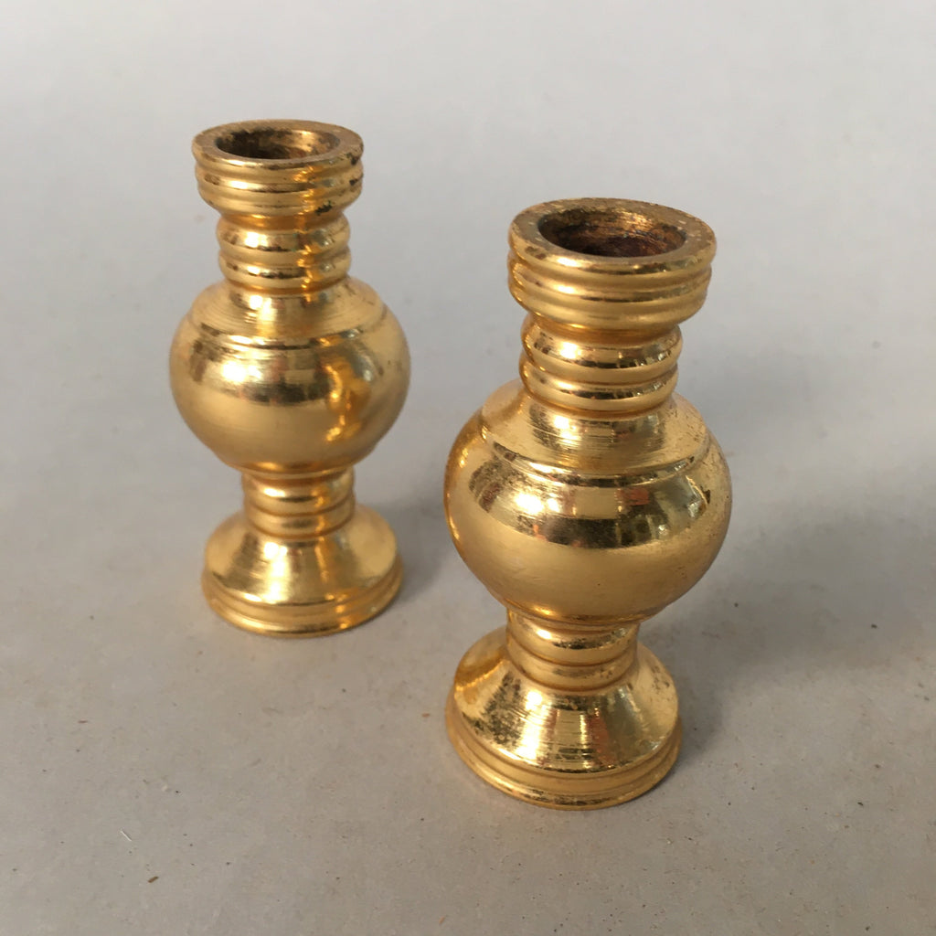 Japanese Buddhist Altar Fitting Vtg Flower Vase Pair Stand Brass Butsudan BU305