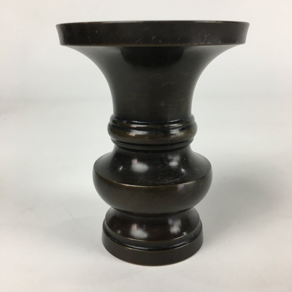 Japanese Buddhist Altar Fitting Vtg Flower Vase Stand Bronze Brown BU713