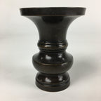 Japanese Buddhist Altar Fitting Vtg Flower Vase Stand Bronze Brown BU713