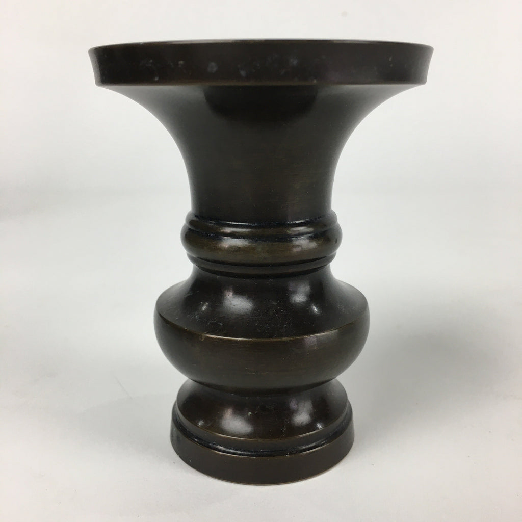 Japanese Buddhist Altar Fitting Vtg Flower Vase Stand Bronze Brown BU713