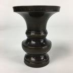 Japanese Buddhist Altar Fitting Vtg Flower Vase Stand Bronze Brown BU713