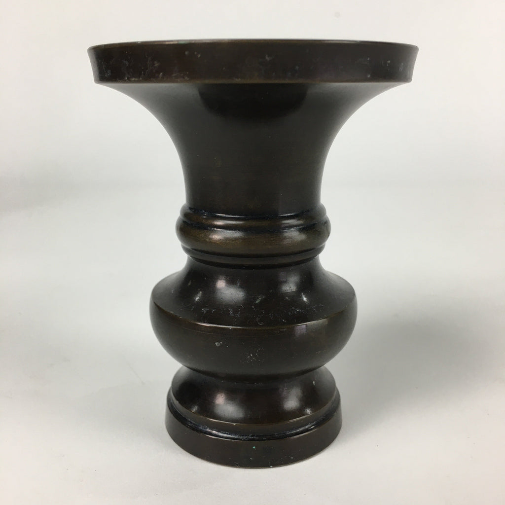 Japanese Buddhist Altar Fitting Vtg Flower Vase Stand Bronze Brown BU713