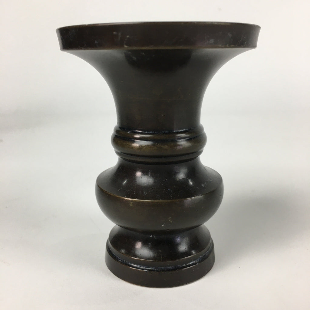 Japanese Buddhist Altar Fitting Vtg Flower Vase Stand Bronze Brown BU713