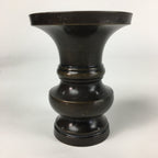Japanese Buddhist Altar Fitting Vtg Flower Vase Stand Bronze Brown BU713