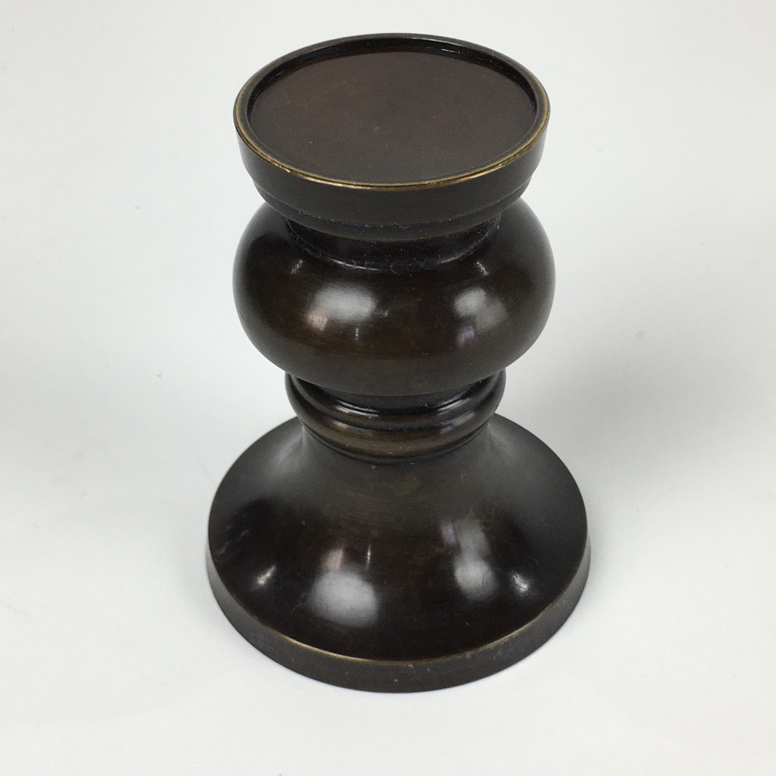 Japanese Buddhist Altar Fitting Vtg Flower Vase Stand Bronze Brown BU713