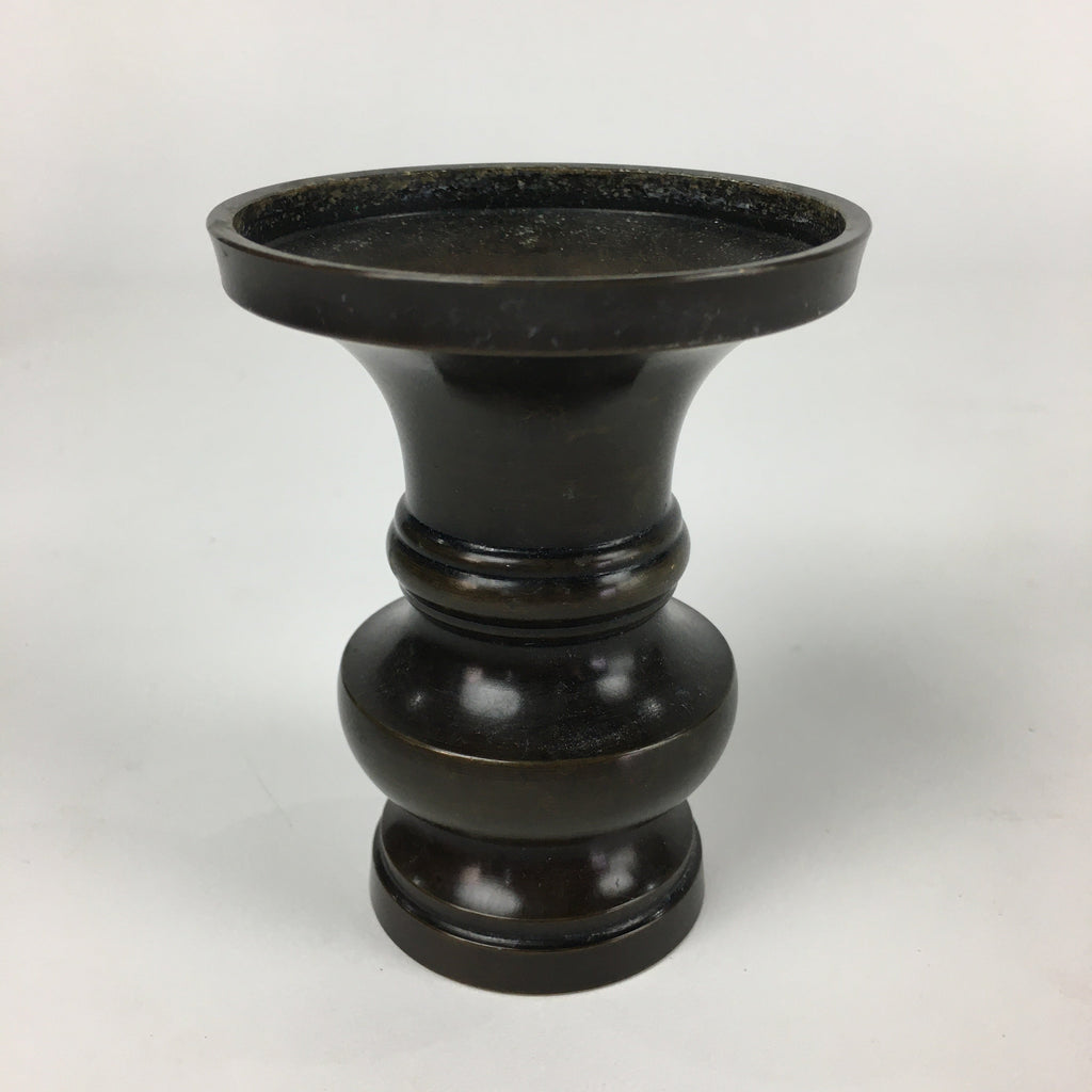 Japanese Buddhist Altar Fitting Vtg Flower Vase Stand Bronze Brown BU713