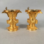 Japanese Buddhist Altar Fitting Vtg Flower Vase Stand Pair Brass Butsudan BU358