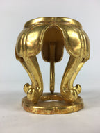 Japanese Buddhist Altar Fitting Vtg Gold Offering Stand Gold Red BU709